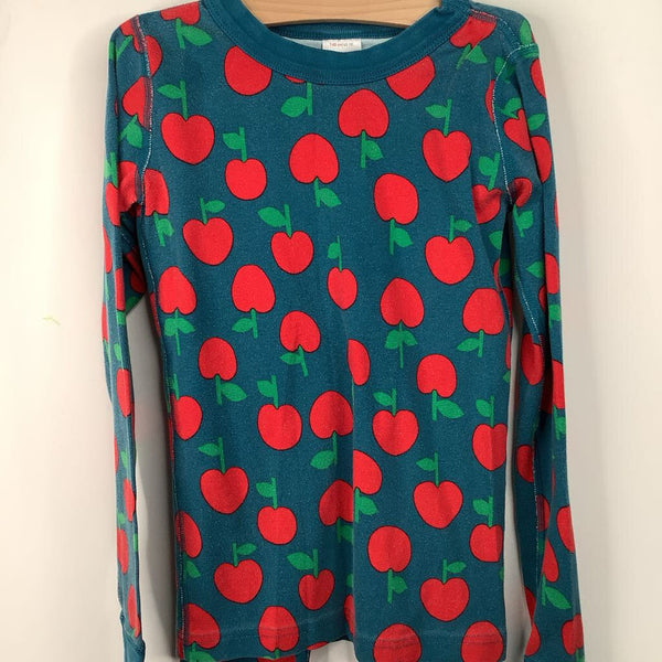 Size 10 (140): Hanna Andersson Teal Apple Print 2pc PJs