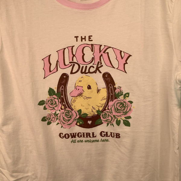 Size 14-16: Old Navy White Pink Duck T-Shirt