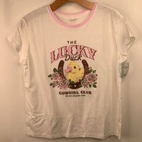 Size 14-16: Old Navy White Pink Duck T-Shirt