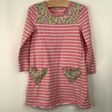 Size 4-5: Mini Boden Pink White Striped Floral Long Sleeve Dress