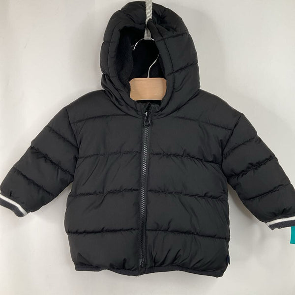 Size 6-12m: Gap Black Fleece Lined Zip-up Winter Coat