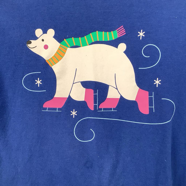 Size 8 (130): Hanna Andersson Blue White Polar Bear Long Sleeve Shirt