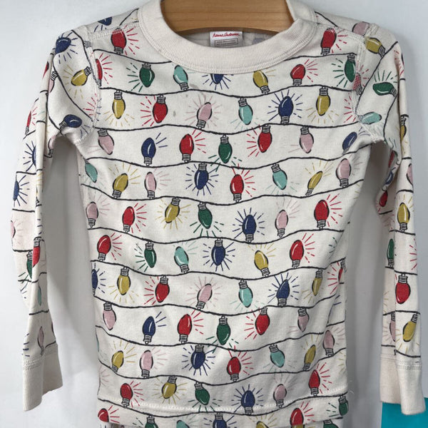 Size 4 (100): Hanna Andersson White Christmas Lights 2pc PJs