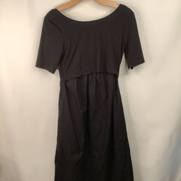 Size XS: Seraphine Black Short Sleeve Nursing Dress