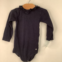 Size 12m: Petit Bateau Blue Long Sleeve Onesie