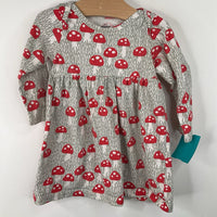 Size 12m: Winter Water Factory Green/Red Mushroom Long Sleeve Shirt