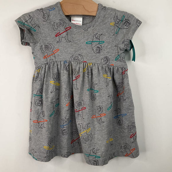 Size 18-24m (80): Hanna Andersson Grey Hula Hoop Sloth Short Sleeve Dress