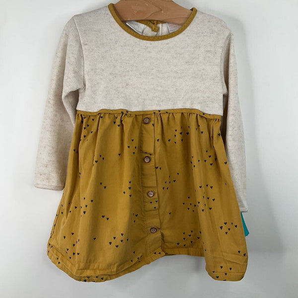 Size 18-24m: Zara Creme/Yellow Hearts Long Sleeve Dress