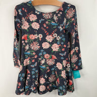 Size 4: Tea Blue/Pink Floral Long Sleeve Dress