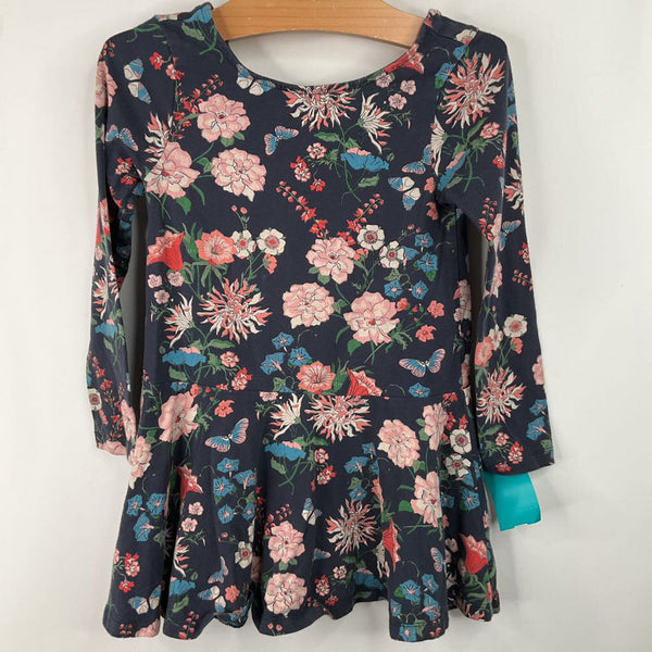 Size 4: Tea Blue/Pink Floral Long Sleeve Dress