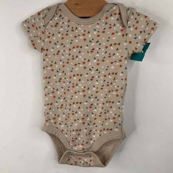 Size 0-3m: Tiny Kind Tan/Colorful Shapes Onesie