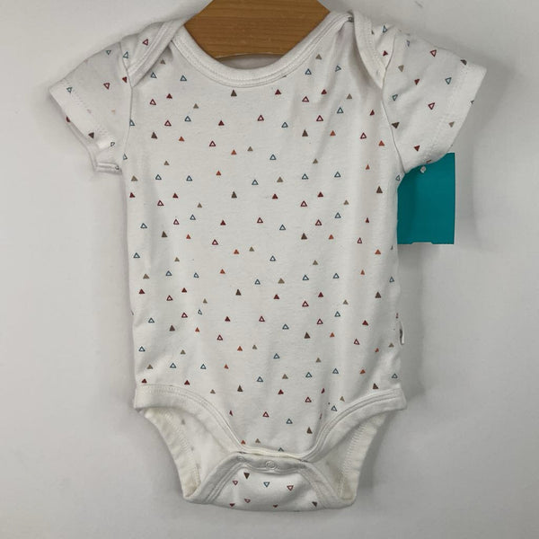Size 0-3m: Tiny Kind White/Colorful Triangles Onesie