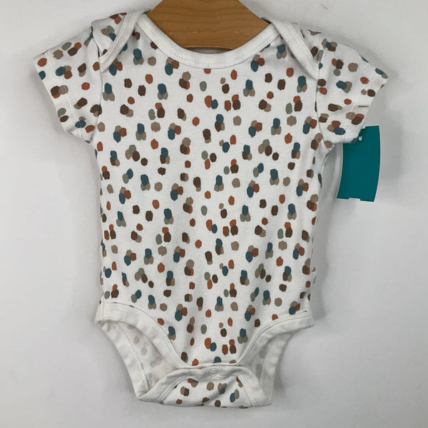 Size 0-3m: Tiny Kind White/Colorful Spots Onesie