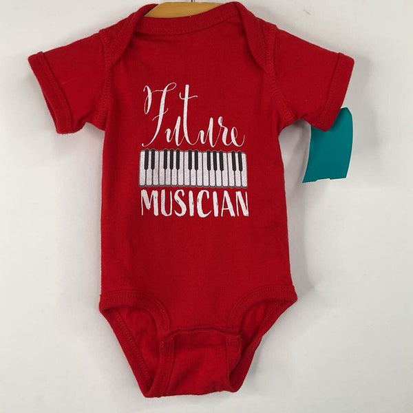 Size NB: Rabbit Skins Red Musician Onesie