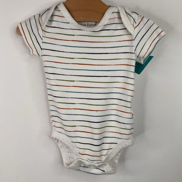 Size NB: Tiny Kind White/Colorful Striped Onesie