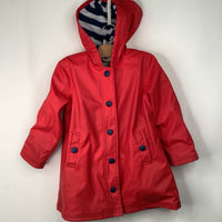 Size 5: Hatley Red Button-Up Rain Coat