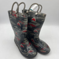 Size 7: Western Chief Black/Red Shark Print Light-Up Rain Boots
