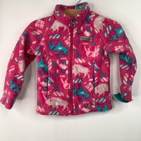 Size 3: Columbia Pink Blue Deer Print Zip-Up Fleece Coat