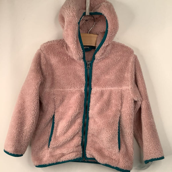Size 4 (100): Hanna Andersson Pink Fuzzy Zip-Up Hoodie
