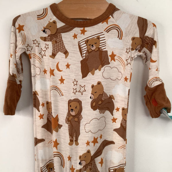 Size NB: Little Sleepies Creme/Brown Bear 1pc PJs