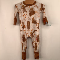 Size NB: Little Sleepies Creme/Brown Bear 1pc PJs
