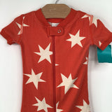 Size 6-12m (70): Hanna Andersson Orange/White Stars 1pc Shorty PJs