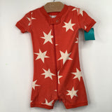 Size 6-12m (70): Hanna Andersson Orange/White Stars 1pc Shorty PJs