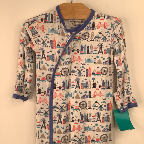 Size NB: Magnetic Me Blue City Print 1pc Nighty PJs