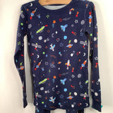 Size 6-7 (120): Hanna Andersson Blue Space Print 2pc PJs