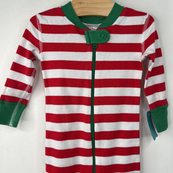 Size 6-12m (70): Hanna Andersson Red White Green Striped 1pc Pjs