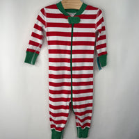 Size 6-12m (70): Hanna Andersson Red White Green Striped 1pc Pjs