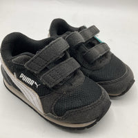 Size 5: Puma Black/White Velcro Strap Sneakers