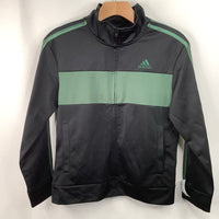 Size 10-12: Adidas Black/Green Zip-Up Coat