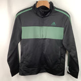 Size 10-12: Adidas Black/Green Zip-Up Coat