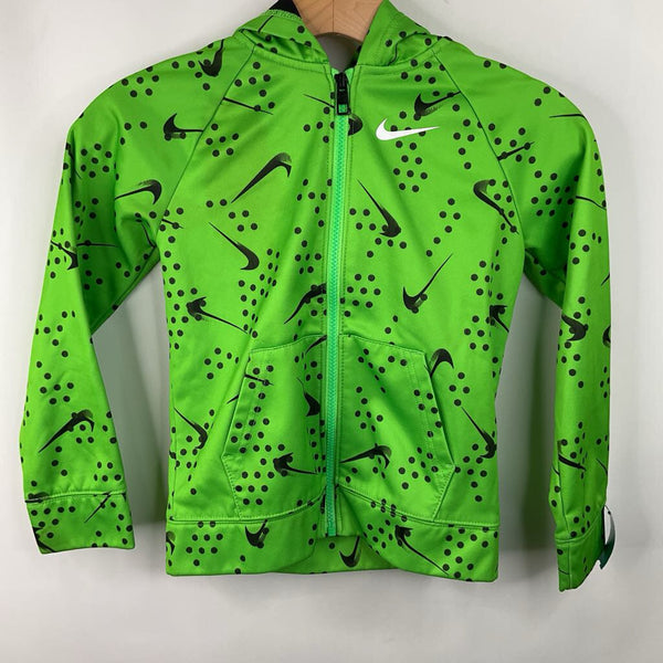 Size 7: Nike Green/Black Polka Dots Zip-Up Hoodie