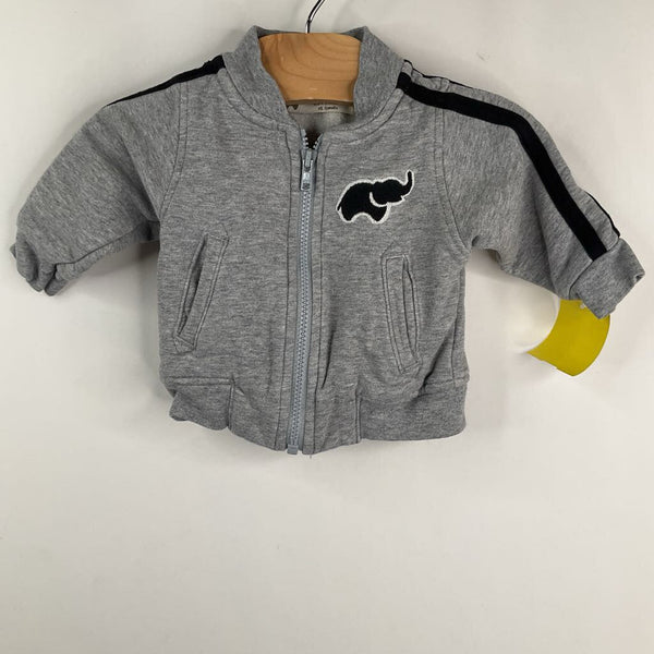 Size NB-3m: Monica + Andy Grey Black Zip Up Sweatshirt