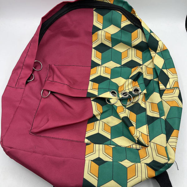 Pink Green Yellow Geometric Backpack