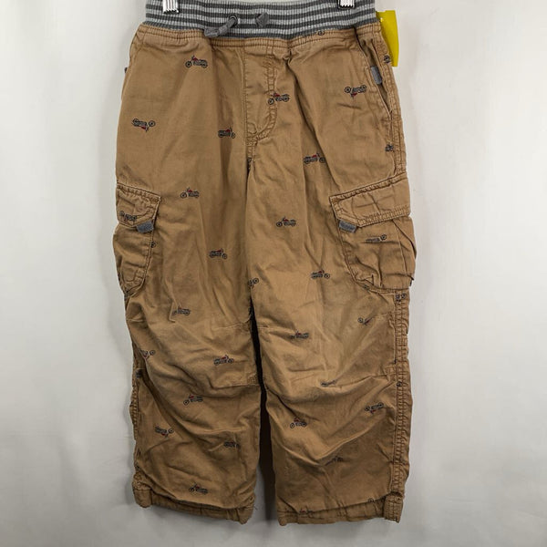 Size 6-7 (120): Hanna Andersson Brown Motorcycle Print Pull On Lined Pants