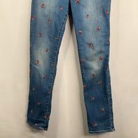 Size 12:Gap Green/Red/Pink Floral Embroidery Jeans
