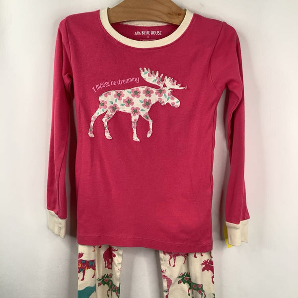 Size 6: Little Blue House Creme/Colorful Moose Print 2pc PJs
