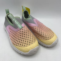 Size 10: Rugged Sharks Yellow/Green/Orange Slip-On Water Shoes