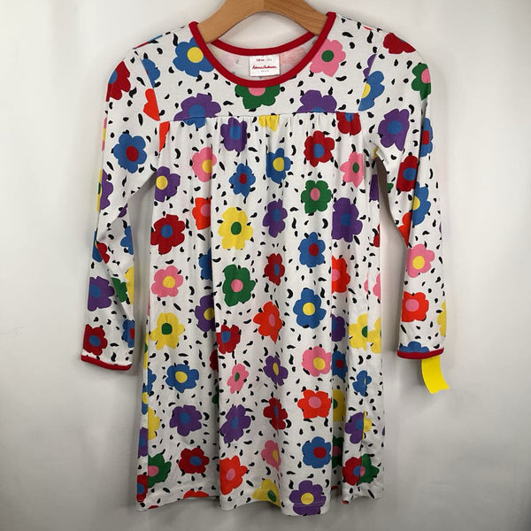 Size 8 (130): Hanna Andersson White/Colorful Long Sleeve Dress