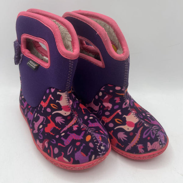 Size 8: Bogs Purple/Pink Animal Print Insulated Rain Boots