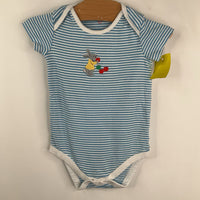 Size 18-24m: Baby Boden White/Blue Striped Bunny Onesie