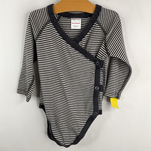 Size 6-12m (70): Hanna Andersson Black/White Striped Long Sleeve Onesie