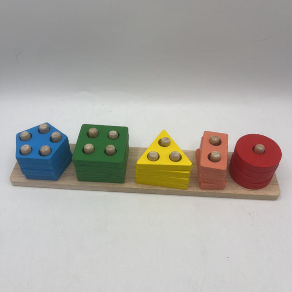 Wooden Colorful Geometric Shape Sorting Peg Puzzle
