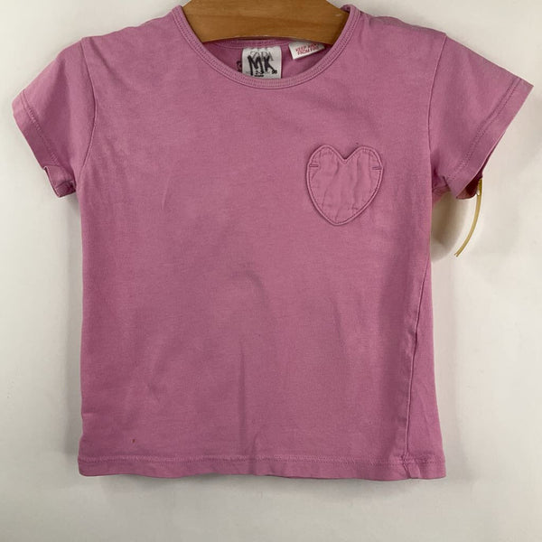 Size 2-4: Zara Pink Heart Pocket T-Shirt
