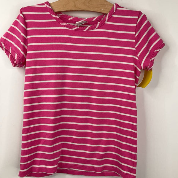 Size 6-7 (120): Hanna Andersson Pink/White Striped T-Shirt