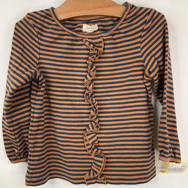 Size 5: Olive Juice Brown/Blue Striped Long Sleeve Shirt