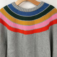 Size 12-14: Tea Colorful/Grey Striped Knitted Sweater